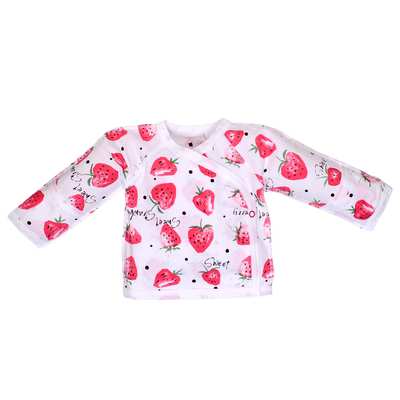 Распашонка для девочки, 56-62 см, кулир 100% хлопок, белый с принтом