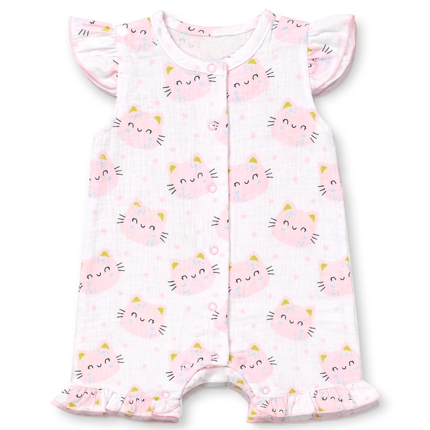 Пісочник для дівчинки, 62-68см, муслін 100% бавовна, білий з принтом фото Татошка