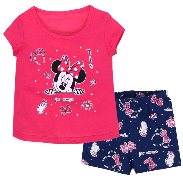 Комплект дитячий для дівчинки, р.98-158 см, кулір з еластаном, рожевий з синім фото Татошка