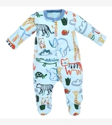 Дитячий комбінезон уні р.50-56 см, інтерлок, блакитний з принтом фото на tatoshka.ua