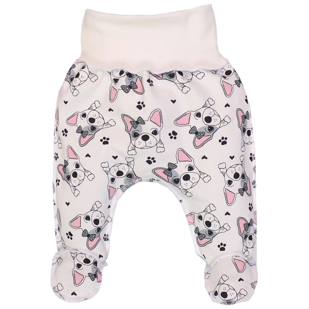 Повзунки на резинці для дівчинки, 50-68см, футер, молочні з принтом фото Татошка