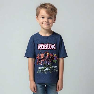 Футболка для хлопчика, р.104-146 см, кулір, синій з принтом