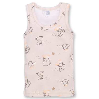 Дитяча майка для дівчинки, р.74-116 см, рібана, молочний з принтом