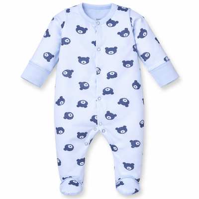 Дитячий комбінезон уні, р 56 см, футер з начісом, блакитний з принтом