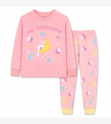 Дитяча піжама для дівчики, р.98-146 см, інтерлок, рожева з принтом фото на tatoshka.ua