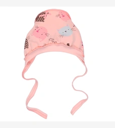 Детский чепчик для девочки, футер, розовый с принтом. фото на tatoshka.ua