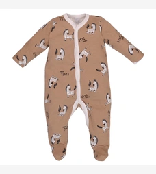 Дитячий комбінезон уні, р.62-74 см, інтерлок, коричневий з принтом фото на tatoshka.ua