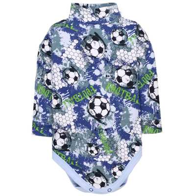 Дитяче боді-гольф з довгим рукавом, р.74-98 см, рібана, синій з принтом