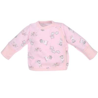 Распашонка для девочки, 50-62 см, футер 100% хлопок, розовый с принтом