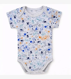 Боді уні, 80-92 см, рібана , сірий меланж з принтом фото на tatoshka.ua