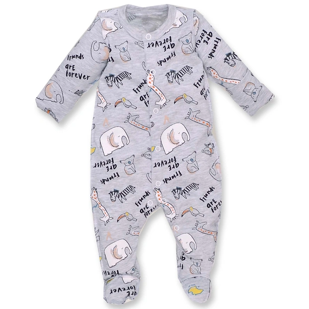 Дитячий комбінезон уні р.56 см, кулір, сірий меланж з принтом фото Татошка