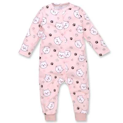 Дитячий комбінезон для дівчинки , р.80-86 см, інтерлок, рожевий з принтом