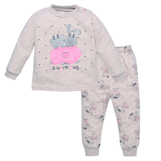 Дитяча піжама для дівчинки, р.80-134 см, футер, бежева з принтом фото Татошка