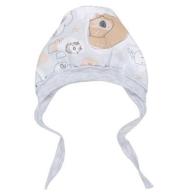 Дитячий чепчик уні, футер, сірий з принтом