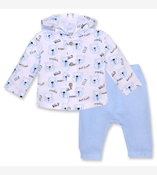 Комплект дитячий уні, р.74-98 см, муслін, білий з принтом фото на tatoshka.ua