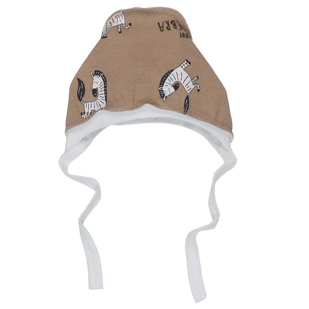 Дитячий чепчик уні, інтерлок, коричневий з принтом фото Татошка