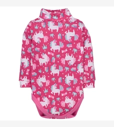 Дитяче боді-гольф з довгим рукавом для дівчинки, р.74-98 см, рібана, рожевий з принтом фото на tatoshka.ua