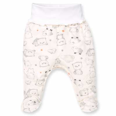 Повзунки на резинці уні, 56-62см, футер, молочні з принтом