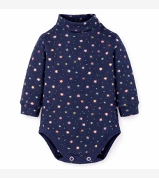 Детское боди-гольф с длинным рукавом, р.68-92 см, кашкорсе с начесом, синий с принтом фото на tatoshka.ua