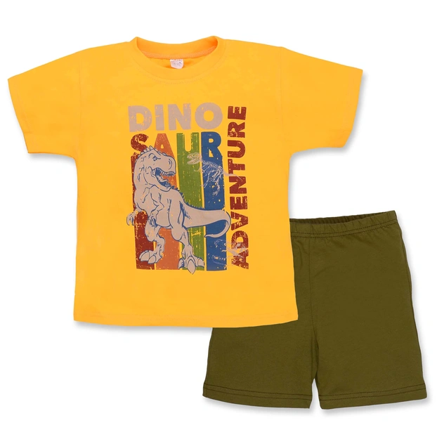 Комплект дитячий для хлопчика, р.104-128 см, кулір, жовтий з зеленим фото Татошка