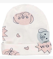 Дитяча шапочка, р 36-38 р, рібана, молочний з принтом фото на tatoshka.ua