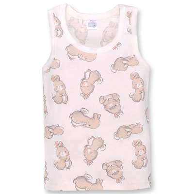 Дитяча майка для дівчинки, р.80-122 см, рібана, молочний з принтом