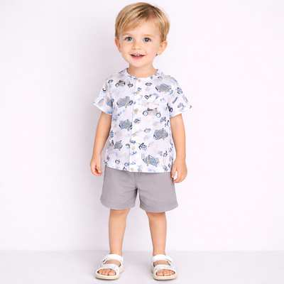 Комплект дитячий для хлопчика, р.104-110 см, муслін, білий з принтом