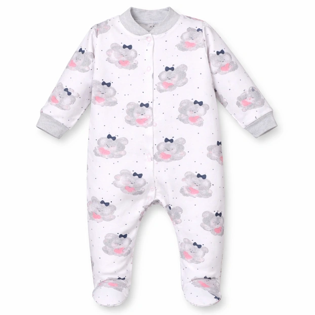 Дитячий комбінезон для дівчинки, р.62-74 см, футер з начісом, рожевий з принтом фото Татошка