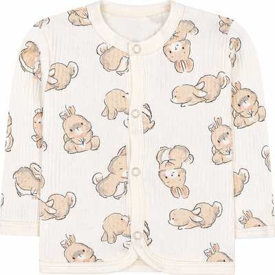 Дитяча кофточка для дівчинки, р.68-86 см, інтерлок рапорт, молочний з принтом