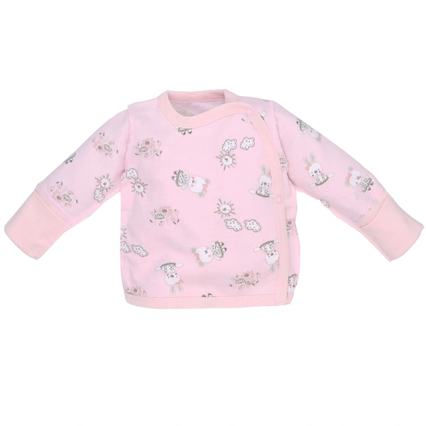 Распашонка для девочки, 50-62 см, футер 100% хлопок, розовый с принтом фото Татошка