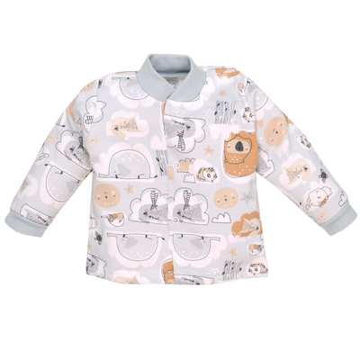 Дитяча кофточка уні, р.62-80 см, футер, сіра з принтом