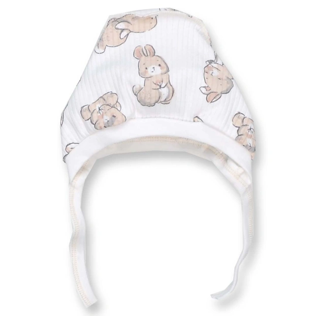 Детский чепчик уни, интерлок рапорт, молочный с принтом фото Татошка