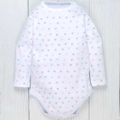 Боді для дівчинки, 80-92 см, інтерлок 100% бавовна, біла з принтом