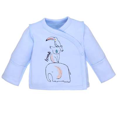 Распашонка уни, 50-56 см, интерлок 100% хлопок, голубой с аппликацией