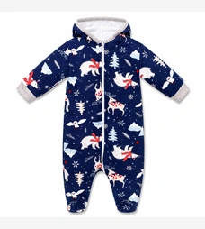 Детский комбинезон уни р.56-86 см, футер тринитка, синий с принтом фото на tatoshka.ua