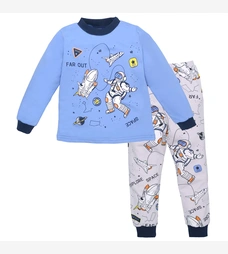 Дитяча піжама для хлопчика, р.104-164 см, футер, блакитна з сірим фото на tatoshka.ua
