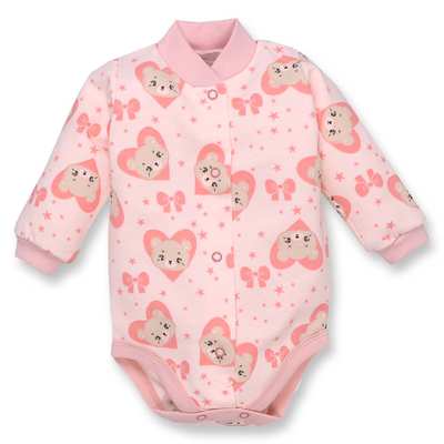 Боді для дівчинки, 62-68см, Футер 100% бавовна, рожева с принтом