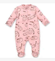 Дитячий комбінезон для дівчинки, р.50-56 см, інтерлок 'рапорт', рожевий з принтом фото на tatoshka.ua