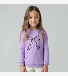 Джемпер для дівчинки, 98-134 см, футер петельний, фіолетовий з аплікацією фото на tatoshka.ua