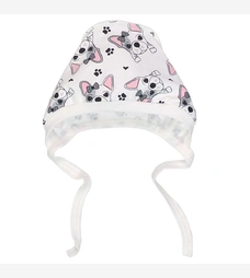 Дитячий чепчик для дівчинки, футер, молочний з принтом фото на tatoshka.ua