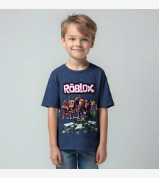 Футболка для хлопчика, р.104-146 см, кулір, синій з принтом фото на tatoshka.ua