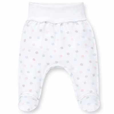 Ползунки на резинке для девочки, 50-68см, интерлок, белый с принтом