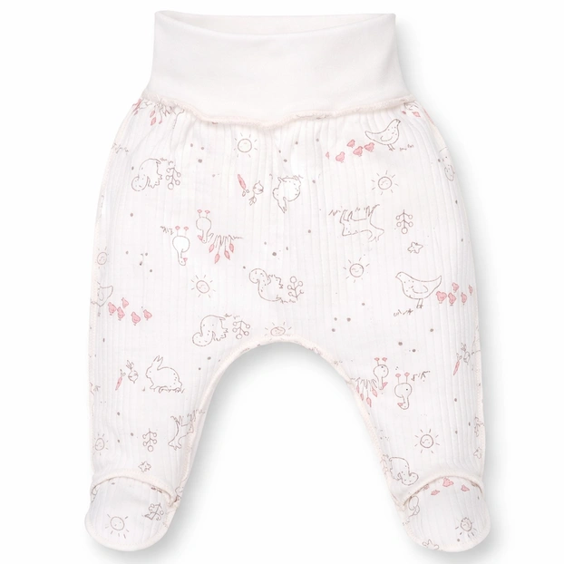 Ползунки на резинке для девочки, 56-62см, интерлок рапорт, молочный с принтом фото Татошка