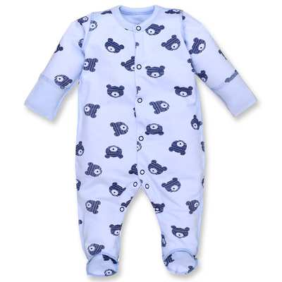 Дитячий комбінезон уні, р 56 см, футер з начісом, блакитний з принтом
