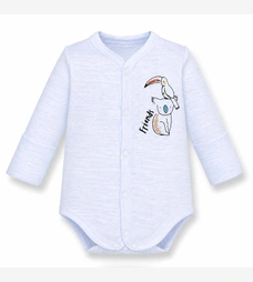 Полукомбинезон уни, 50-56 см, интерлок, голубой меланж с аппликацией, ручка трансформер. фото на tatoshka.ua