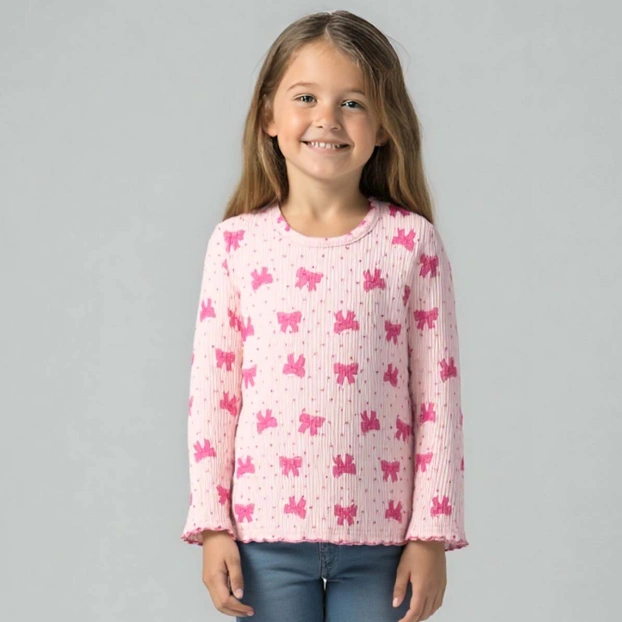 Дитячий джемпер для дівчинки, р.92-134 см, рубчик(кашкорсе), рожевий з принтом фото Татошка