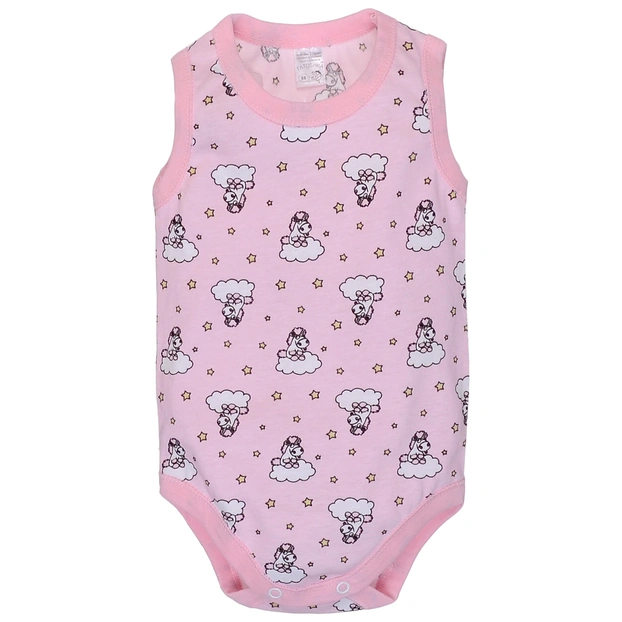 Детская боди-майка для девочки, р. 68-98см, мультирип, розовая с принтом фото Татошка