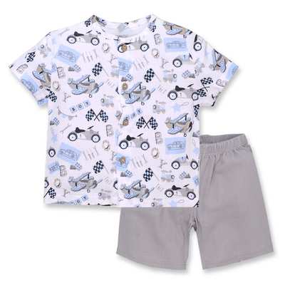 Комплект дитячий для хлопчика, р.104-110 см, муслін, білий з принтом