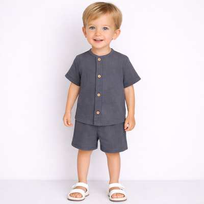 Комплект дитячий уні, р.104-110 см, муслін, сірий