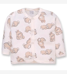 Дитяча кофточка для дівчинки, р.68-86 см, інтерлок рапорт, молочний з принтом фото на tatoshka.ua